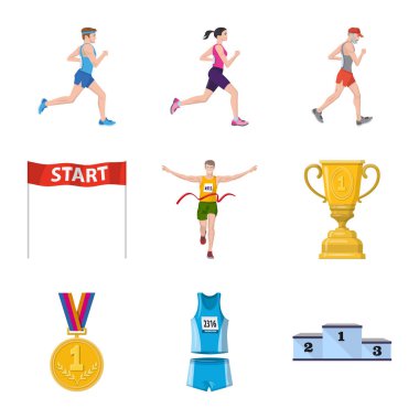 Adım ve sprint simgesinin vektör çizimi. Web için adım ve sprinter stok sembolü nün toplanması.