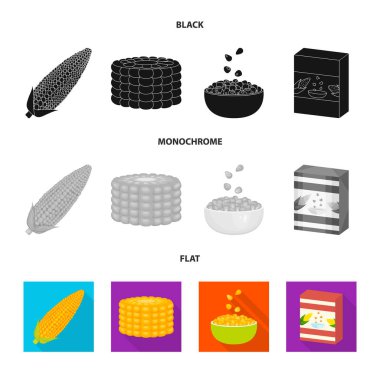 Mısır tarlası ve sebze logosu yalıtılmış nesne. Mısır tarlası ve vejetaryen hisse senedi vektör çizim koleksiyonu.