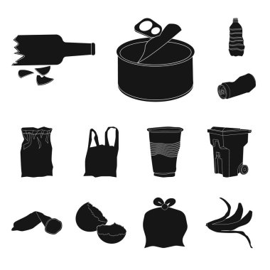 Çöp ve önemsiz işareti izole nesne. Çöp ve atık stok vektör çizim seti.
