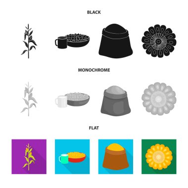 Mısır tarlası ve sebze simge vektör tasarımı. Mısır tarlası ve vejetaryen hisse senedi vektör çizim koleksiyonu.