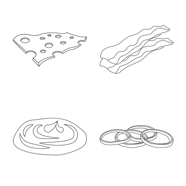 Vektor design av hamburgare och smörgås tecken. Samling av burgare och slice vektor ikon för lager. — Stock vektor