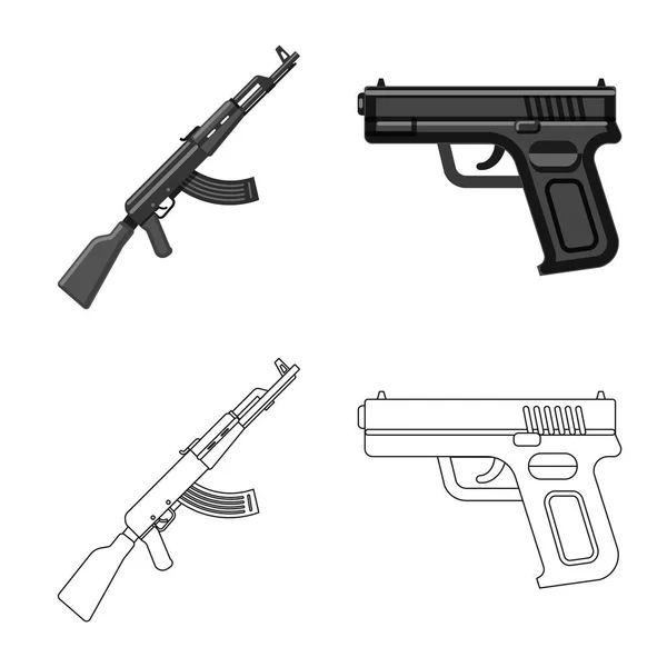 Objeto aislado de arma y signo de arma. Colección de armas y ejército stock vector ilustración . — Vector de stock