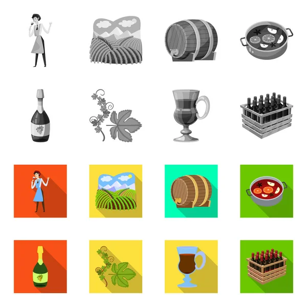 Çiftlik ve bağ sembolü izole nesne. Çiftlik ve ürün stok vektör çizim seti.