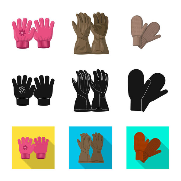 Изолированный предмет перчатки и зимний знак. Набор векторной иллюстрации перчаток и оборудования
.