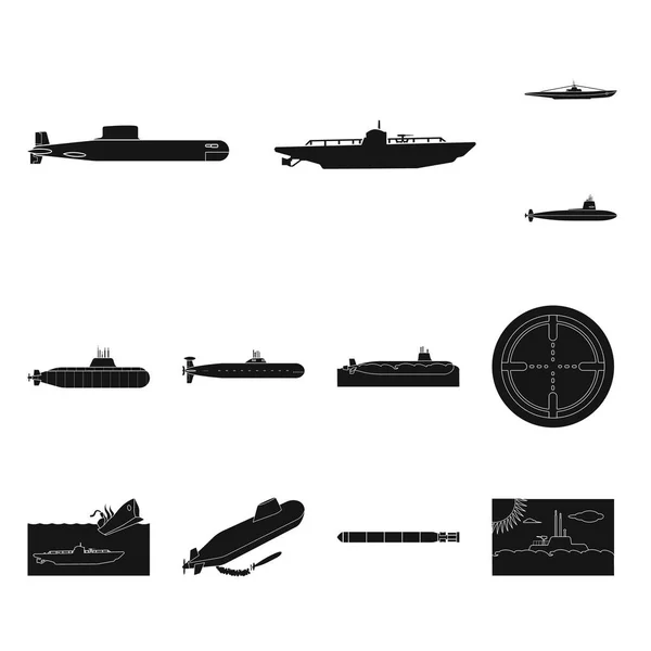Векторна ілюстрація технології та знаку флоту. Колекція технологій і військово-морського флоту Векторні значки на складі . — стоковий вектор