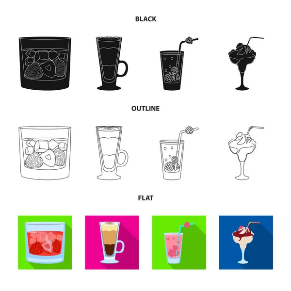 Vector illustration of liquor and restaurant symbol. Set of liquor and ingredient vector icon for stock. — Stock Vector
