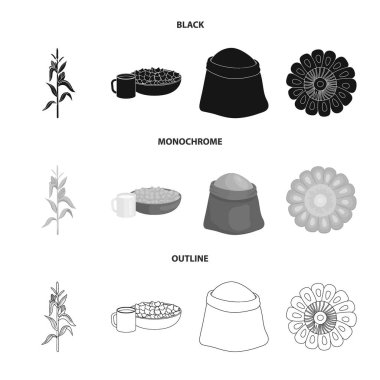 Mısır tarlası ve sebze simge vektör Illustration. Mısır tarlası ve hisse senedi için vejetaryen vektör simge kümesi.