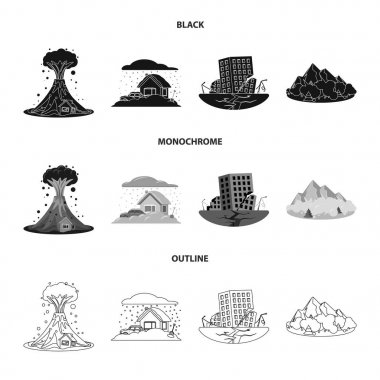 Doğal ve felaket logo vektör tasarımı. Doğal topluluğu ve risk hisse senedi vektör çizim.