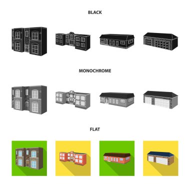 Cephe ve işareti konut yalıtılmış nesne. Cephe ve altyapı hisse senedi simgesi için web topluluğu.