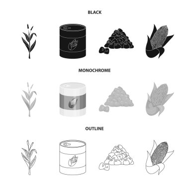 Mısır tarlası ve sebze simge vektör tasarımı. Mısır tarlası ve hisse senedi için vejetaryen vektör simge kümesi.