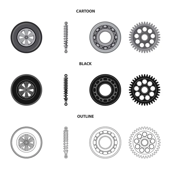 Ilustração vetorial do sinal do automóvel e da peça. Conjunto de auto e carro estoque vetor ilustração . — Vetor de Stock