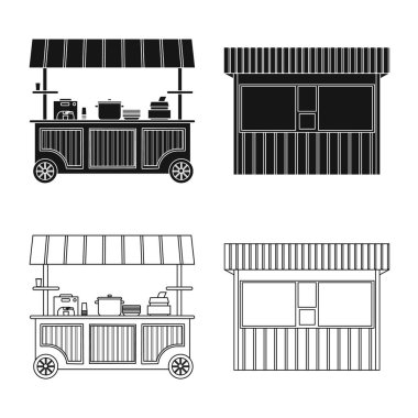 Piyasa ve dış simge vektör tasarımı. Market ve gıda hisse senedi simgesi için web topluluğu.