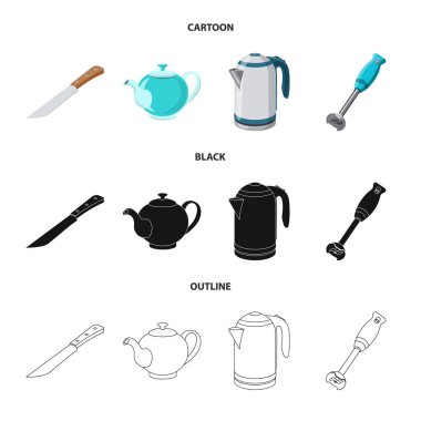 Mutfak ve yemek logosu yalıtılmış nesne. Mutfak ve cihaz hisse senedi vektör çizim topluluğu.