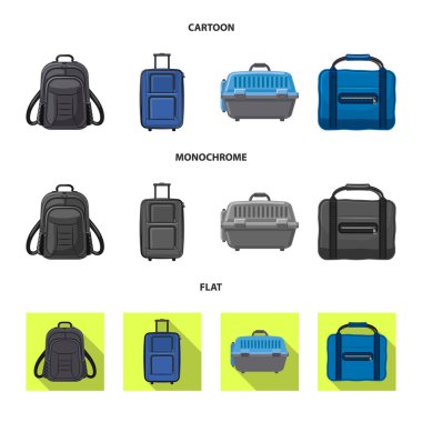 Bavul ve Bagaj işareti vektör Illustration. Web için bavul ve yolculuk hisse senedi simgesi kümesi.