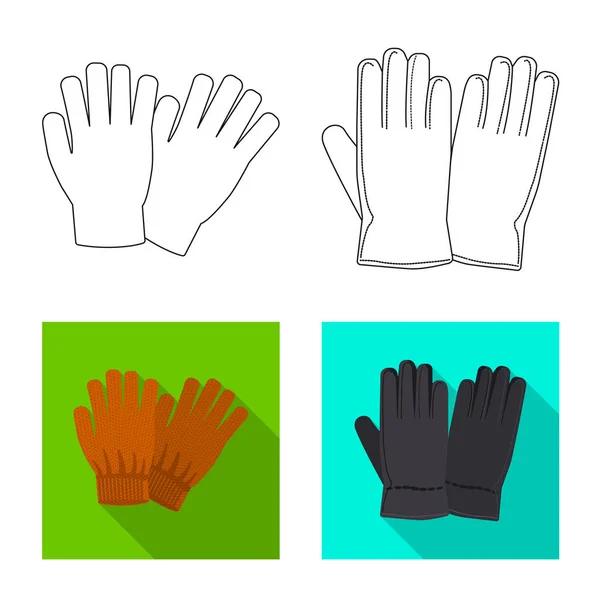 Vektor-Illustration von Handschuh und Winterzeichen. Sammlung von Handschuhen und Ausrüstung Vektor Illustration. — Stockvektor