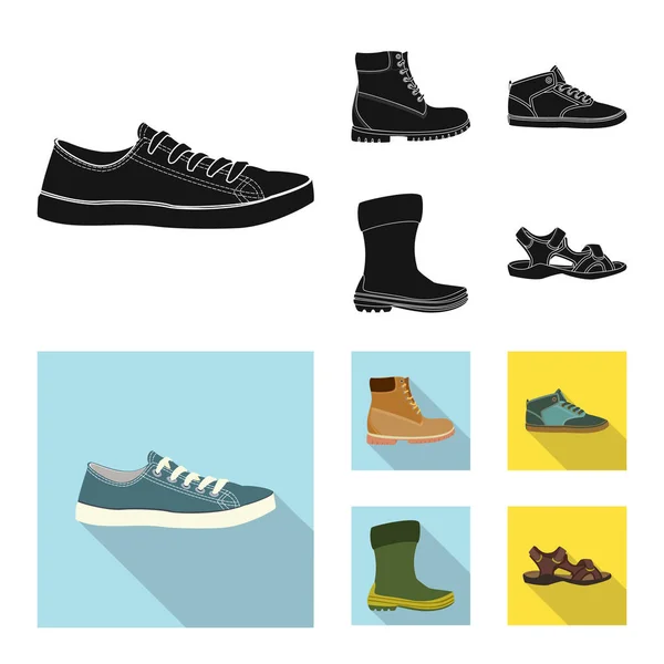 Illustration vectorielle de l'icône chaussure et chaussures. Collection de chaussures et pied stock symbole pour la toile . — Image vectorielle