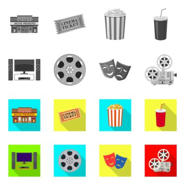 Televizyon ve filme simge vektör Illustration. Televizyon ve hisse senedi için vektör simge görüntüleme kümesi.