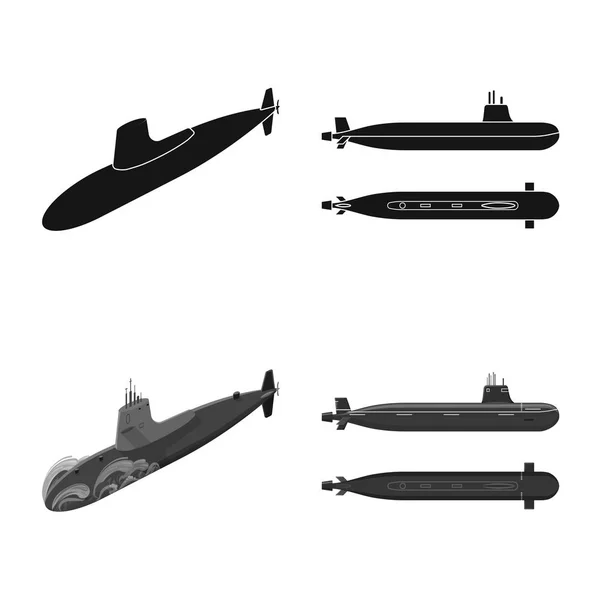 Ilustração vetorial da guerra e signo do navio. Coleção de ícone de vetor de guerra e frota para estoque . — Vetor de Stock