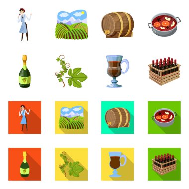 Çiftlik ve bağ logosu vektör tasarımı. Web için çiftlik ve ürün stok sembolü toplama.