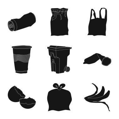 Çöp ve önemsiz simgesinin vektör tasarımı. Atık ve atık stok vektör illüstrasyonunun toplanması.