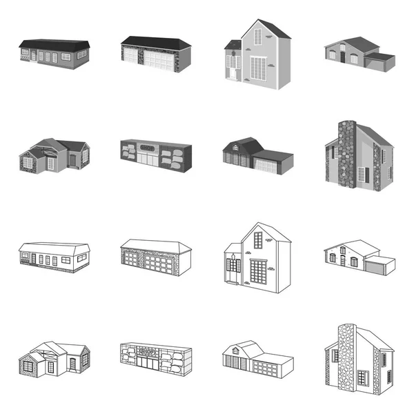 Isolado objeto de fachada e ícone de habitação. Coleta de fachada e infra-estrutura ilustração do vetor estoque . —  Vetores de Stock