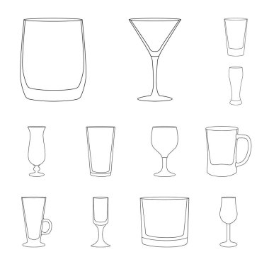 Yemekler ve konteyner logo yalıtılmış nesne. Yemekler ve hisse senedi için cam vektör simge kümesi.