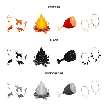 Evrimin izole nesnesi ve neolitik logo. Stok için evrim ve ilkel vektör simgesi koleksiyonu.