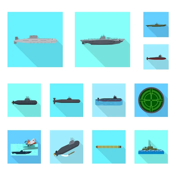 Ilustración vectorial del signo militar y nuclear. Conjunto de símbolos militares y de stock de barcos para web . — Vector de stock