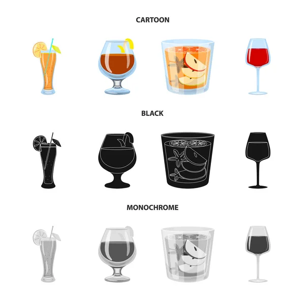 Design vetorial de bebida e símbolo de restaurante. Conjunto de licor e ingrediente estoque vetor ilustração . — Vetor de Stock