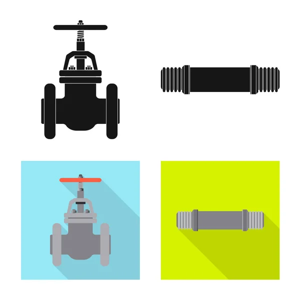 Terisolasi objek pipa dan logo tabung. Kumpulan dari pipe dan pipeline simbol stok untuk web . - Stok Vektor