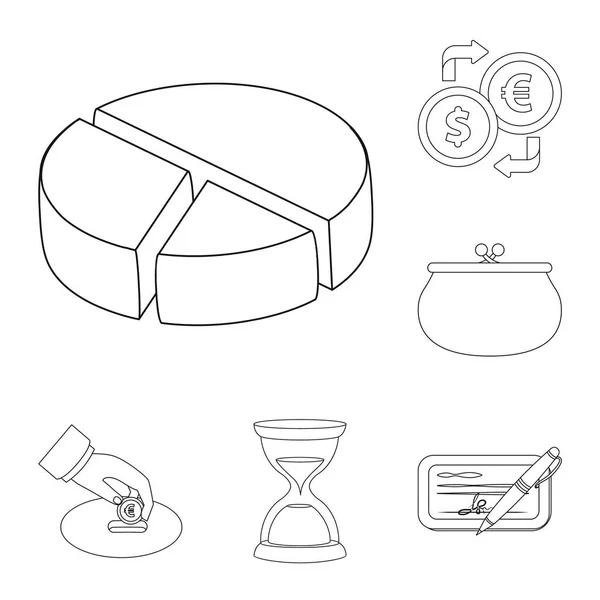 Vektordesign von Bank- und Geldzeichen. Sammlung von Abbildungen von Bank- und Wechselkursen. — Stockvektor