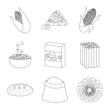 Çiftlik ve ürün logosu yalıtılmış nesne. Hisse senedi için çiftlik ve beslenme vektör simge kümesi.