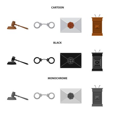 Hukuk ve avukat simge vektör Illustration. Hukuk ve adalet hisse senedi simgesi web için kümesi.