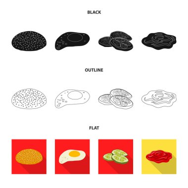 Burger ve sandviç simge vektör Illustration. Burger ve dilim hisse senedi vektör çizim seti.