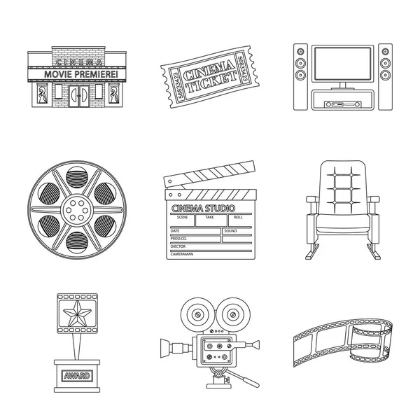 Vektor-Illustration der Kinematographie und Studio-Ikone. Sammlung von Kinematographie und Unterhaltungselektronik. — Stockvektor