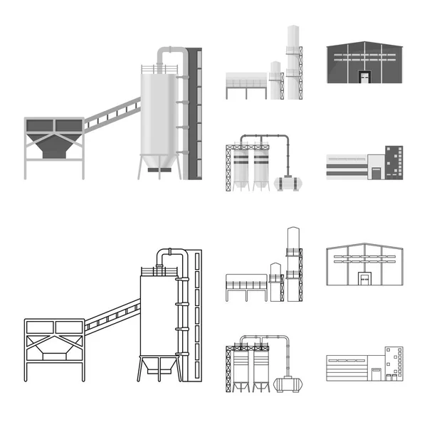 Illustrazione vettoriale del simbolo della produzione e della struttura. Raccolta di illustrazione vettoriale della produzione e dello stock tecnologico . — Vettoriale Stock