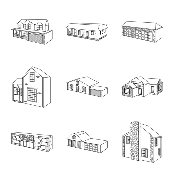 Progettazione vettoriale della città e icona di costruzione. Raccolta illustrazione vettoriale della città e del patrimonio immobiliare . — Vettoriale Stock