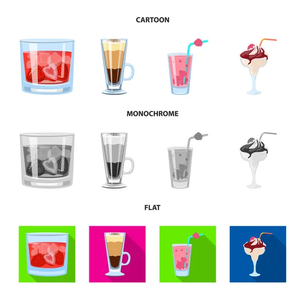 Векторная иллюстрация алкоголя и ресторанного знака. Коллекция спиртных напитков и ингредиентов . — стоковый вектор