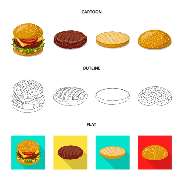 Vektor-Illustration von Burger und Sandwich-Logo. Set von Burger und Slice Stock Symbol für Web. — Stockvektor