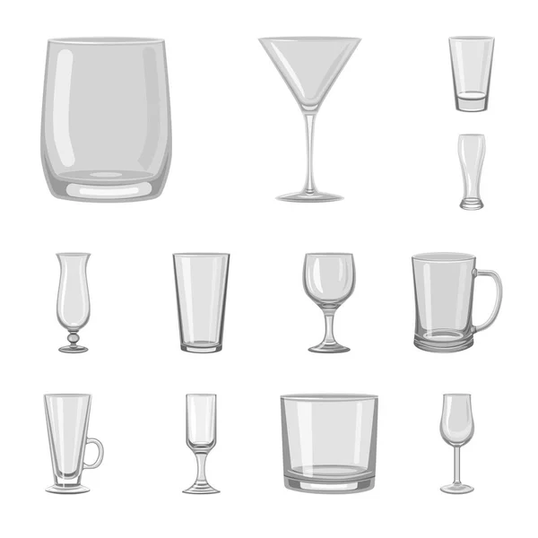 Изолированный объект вместимости и знак стеклотары. Сбор векторной иконки вместимости и ресторана на складе . — стоковый вектор