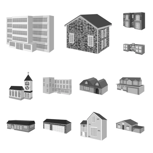 아키텍처 및 부동산 로고의 벡터 그림입니다. 건축 및 주택 스톡 벡터 일러스트의 집합. — 스톡 벡터