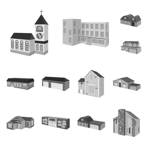 Ilustração vetorial da arquitetura e do ícone da propriedade. Coleção de arquitetura e símbolo de estoque de habitação para web . — Vetor de Stock