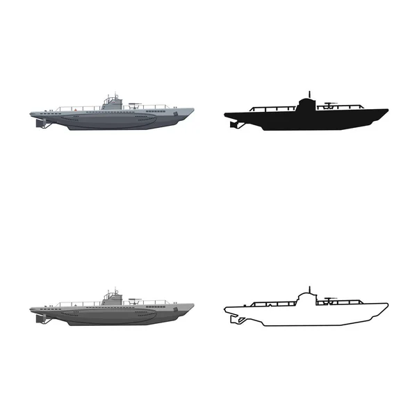 Ilustração vetorial da guerra e logotipo do navio. Coleção de ícone de vetor de guerra e frota para estoque . — Vetor de Stock