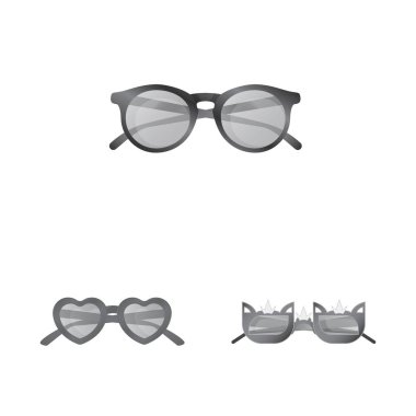 Gözlük ve güneş gözlüğü işareti vektör Illustration. Gözlük ve aksesuar hisse senedi vektör çizim koleksiyonu.