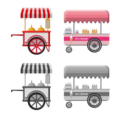 Piyasa ve dış simge yalıtılmış nesne. Market ve gıda hisse senedi vektör çizim seti.