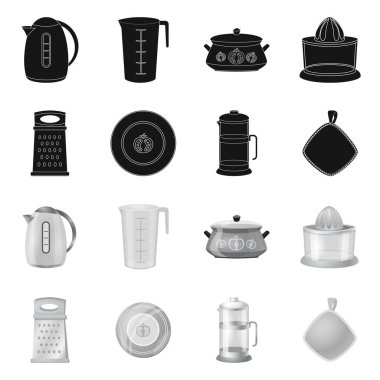 Mutfak ve yemek simge vektör tasarımı. Web için mutfak ve cihaz hisse senedi simgesi kümesi.