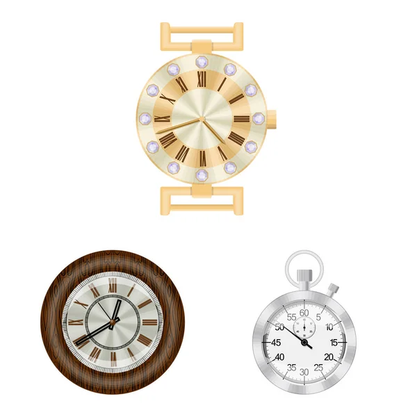 時計と時間のシンボルのベクター デザイン。時計と円の株式ベクトル図のセット. — ストックベクタ