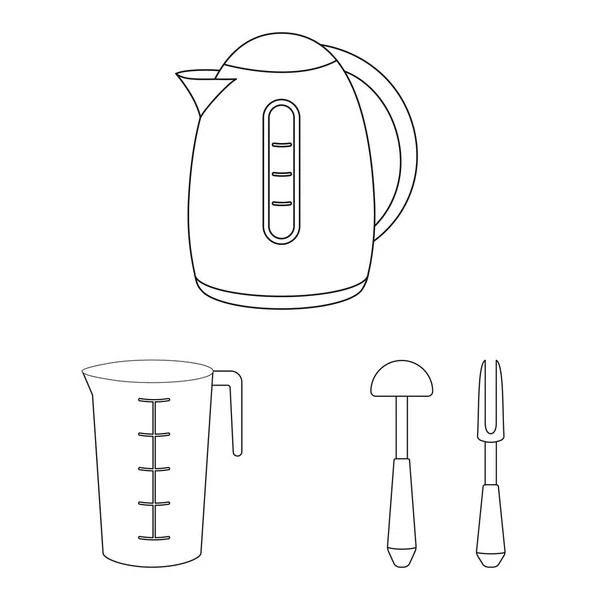 Vektor-Design von Küche und Koch Zeichen. Sammlung von Bestandsvektoren für Küche und Geräte. — Stockvektor