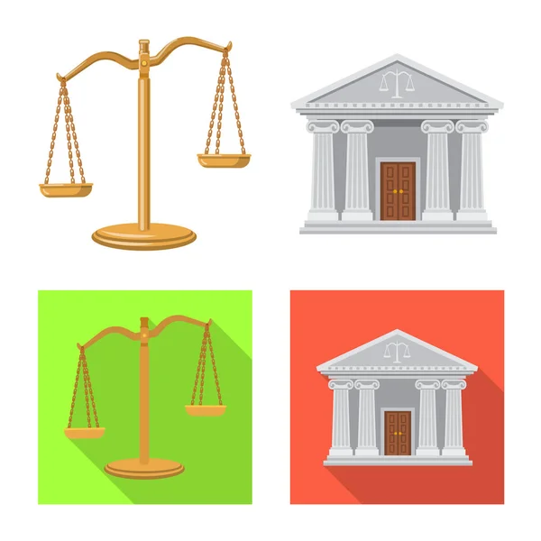 法律和律师符号的矢量设计。收集法律和正义的载体图标股票. — 图库矢量图片