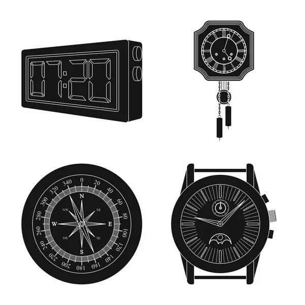 Ilustración vectorial del reloj y el símbolo de tiempo. Colección de ilustración de vector de stock de reloj y círculo . — Vector de stock